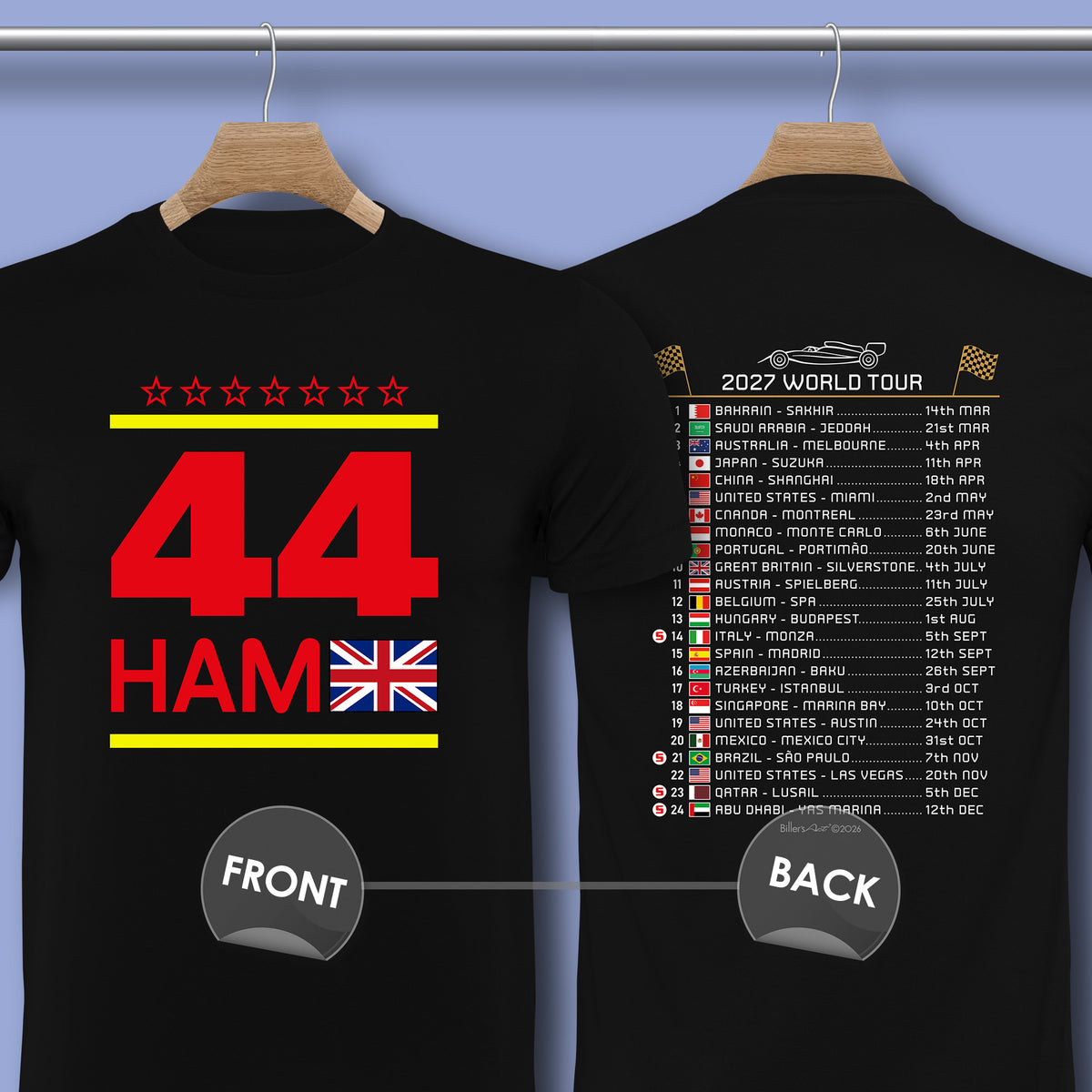 Lewis Hamilton 2027 Calendar Formula 1 F1 T-Shirt