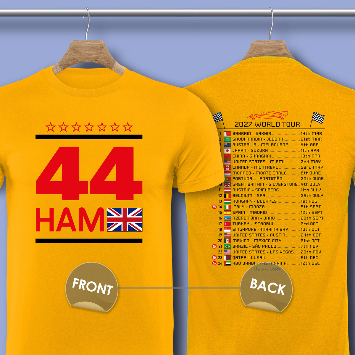 Lewis Hamilton 2027 Calendar Formula 1 F1 T-Shirt