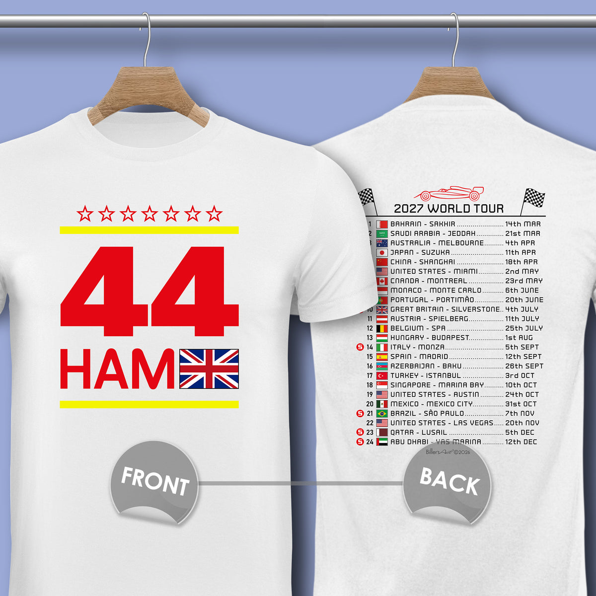 Lewis Hamilton 2027 Calendar Formula 1 F1 T-Shirt