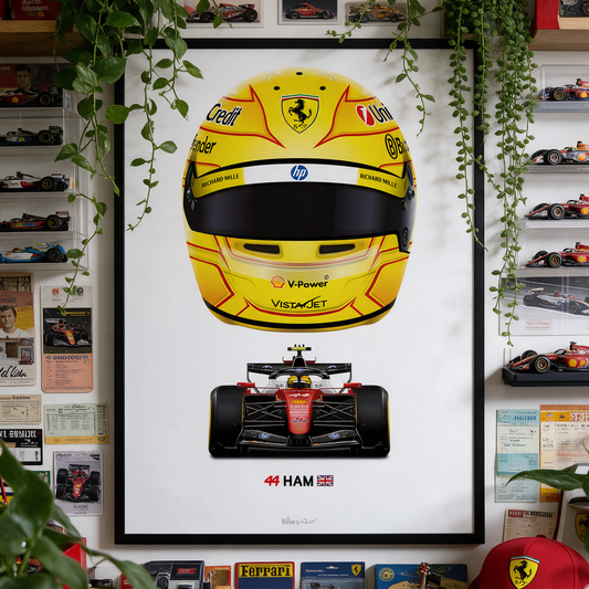 Lewis Hamilton Formula 1 Racing Helmet 2026 Ferrari Print