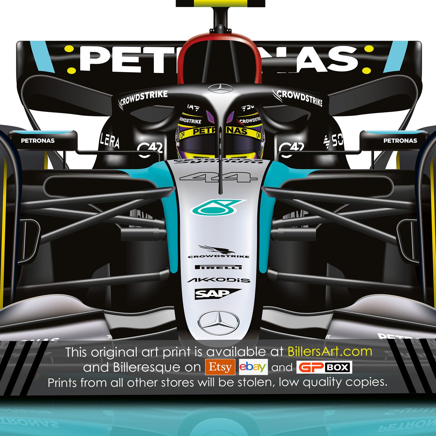 Lewis Hamilton Formula 1 Mercedes 2024 Racing Car Print