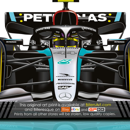 Lewis Hamilton Formula 1 Mercedes 2024 Racing Car Print