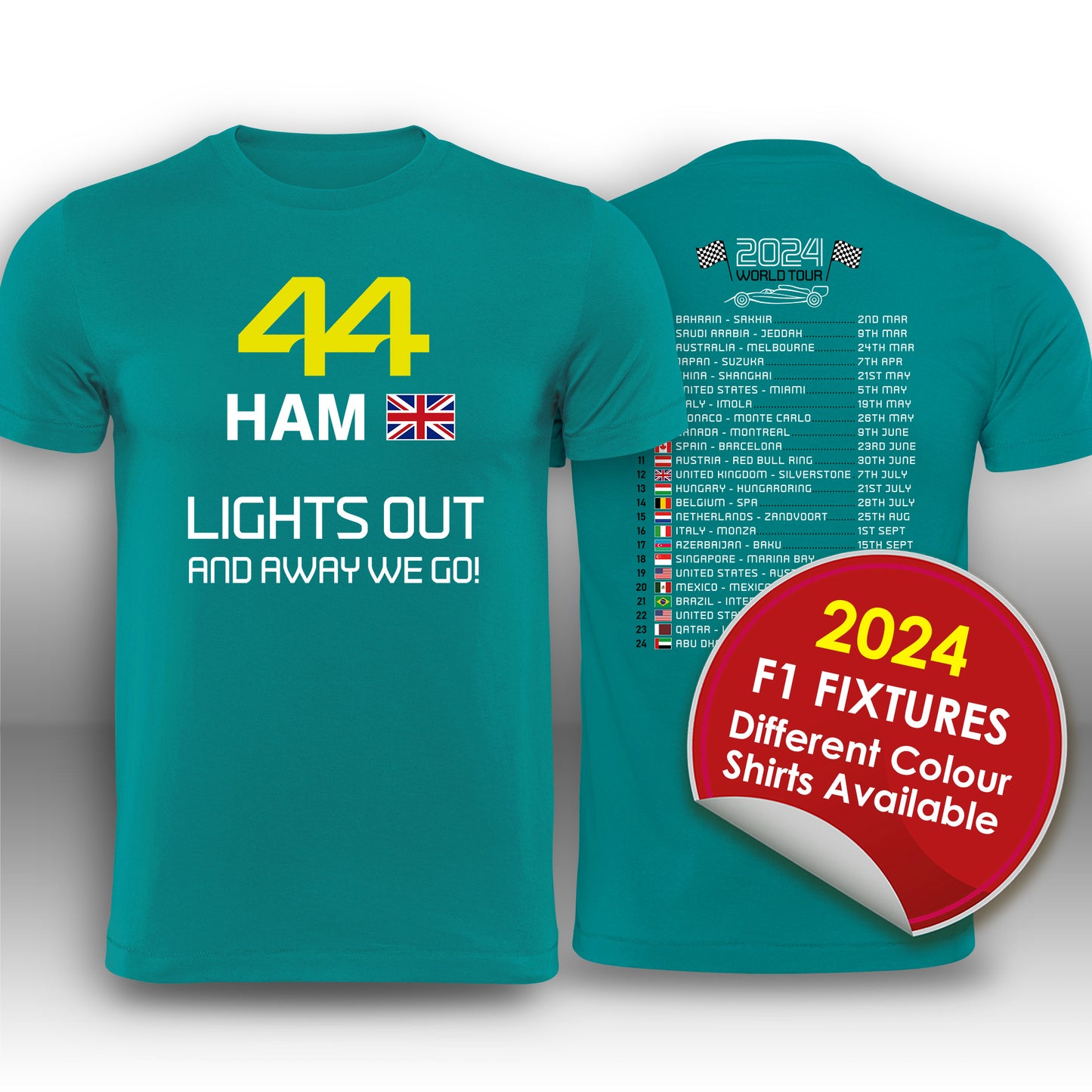 Lewis Hamilton Formula 1 2024 Race Calendar T-Shirt