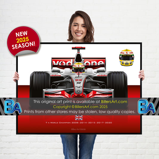 Lewis Hamilton Formula McLaren 2008 Racing Car Print
