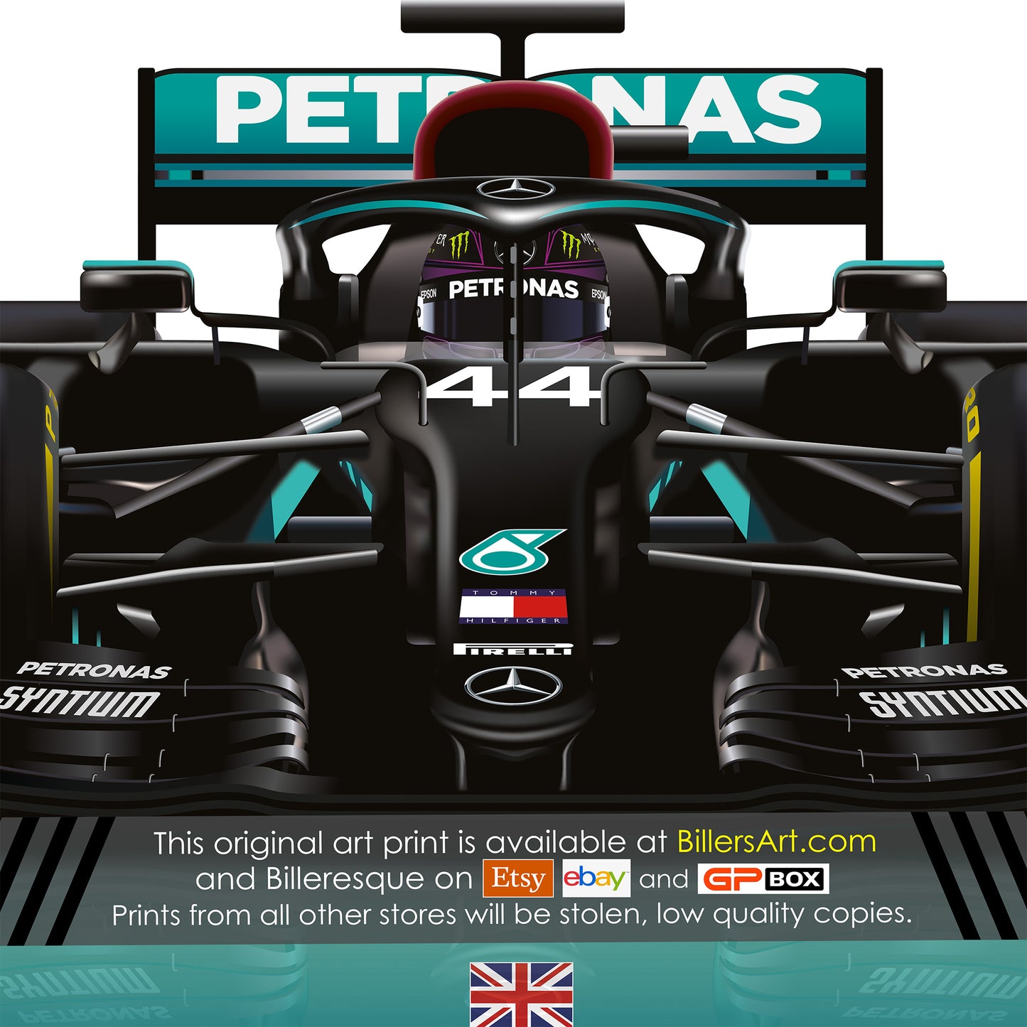Lewis Hamilton Formula 1 Mercedes 2020 Racing Car Print