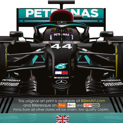 Lewis Hamilton Formula 1 Mercedes 2020 Racing Car Print