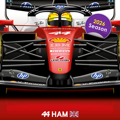 Lewis Hamilton Formula Ferrari 2026 Racing Car Print