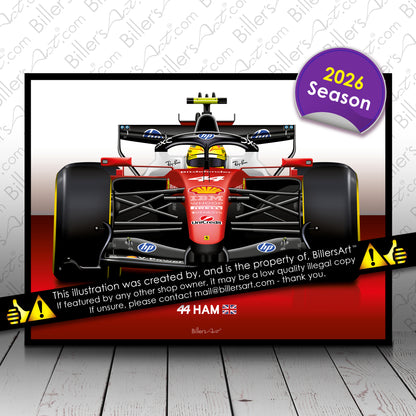 Lewis Hamilton Formula Ferrari 2026 Racing Car Print