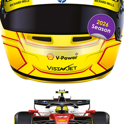 Lewis Hamilton Formula 1 Racing Helmet 2026 Ferrari Print