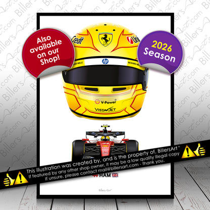 Lewis Hamilton Formula Ferrari 2026 Racing Car Print