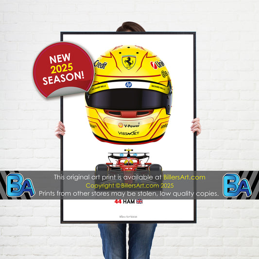 Lewis Hamilton Formula 1 Racing Helmet 2025 Mercedes Print