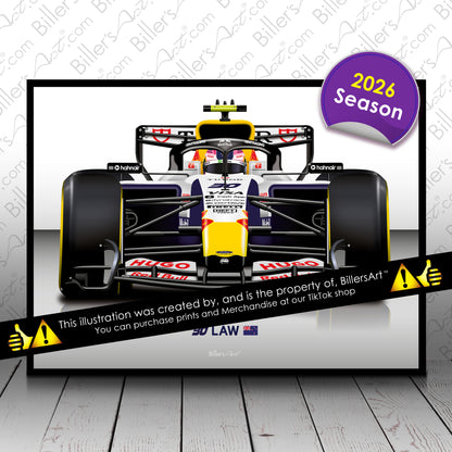 Liam Lawson Formula Racing Bulls 2026 Car Print