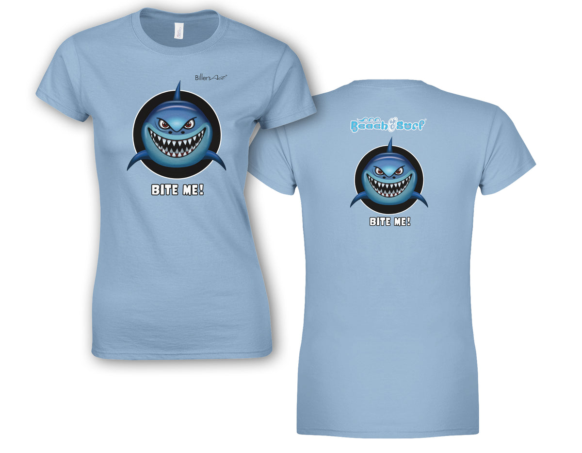 BEACH & SURF Leisure Wear - Bite Me Shark Womens Slim Fit T-Shirt
