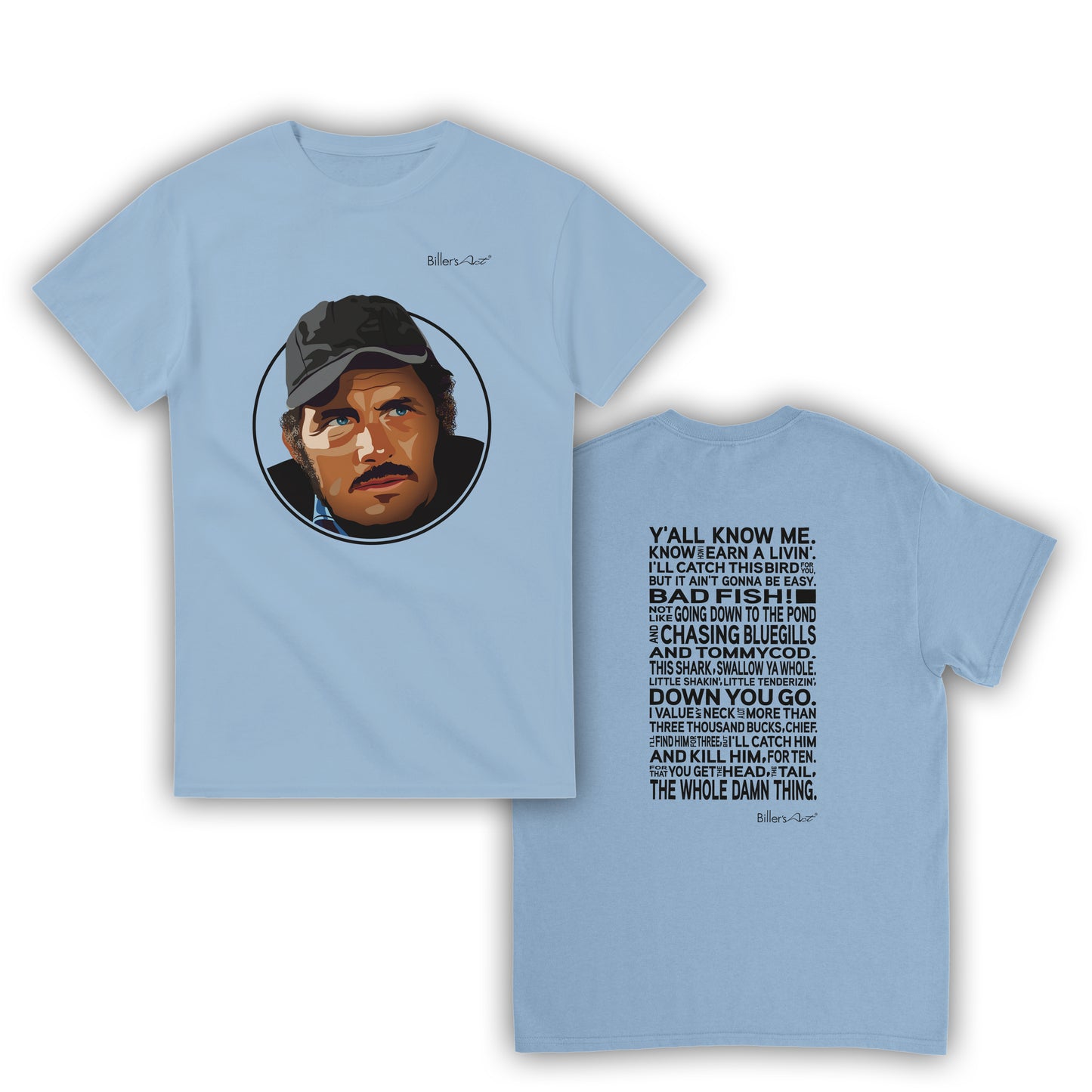 Jaws Movie T Shirt - Sam Quint Quote - T Shirt Film Illustration