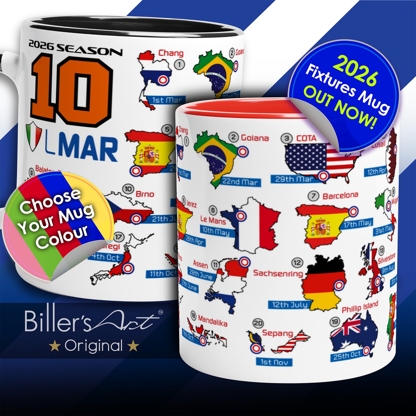 Luca Marini MotoGP 2026 Season Fixtures Racing Calendar Mug