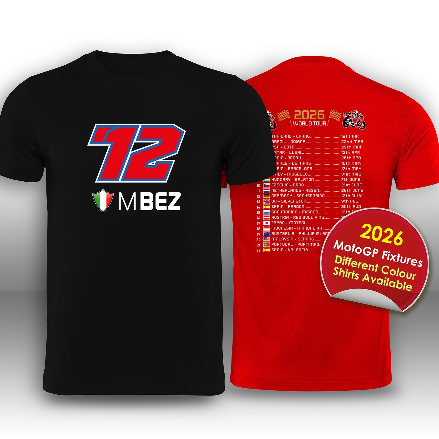 Marco Bezzecchi 2026 MotoGP Race Calendar T-Shirt