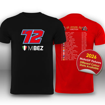 Marco Bezzecchi 2026 MotoGP Race Calendar T-Shirt