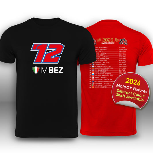 Marco Bezzecchi 2026 MotoGP Race Calendar T-Shirt