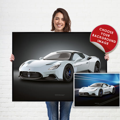 Maserati MC20 Supercar Print - fast sports cars Poster