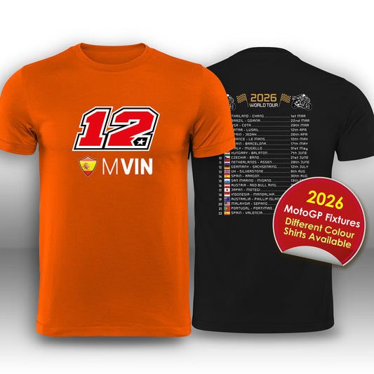 Maverick Vinales 2026 MotoGP Race Calendar T-Shirt