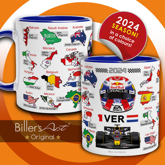 Max Verstappen 2024 Formula 1 Season Fixtures Racing Calendar Mug