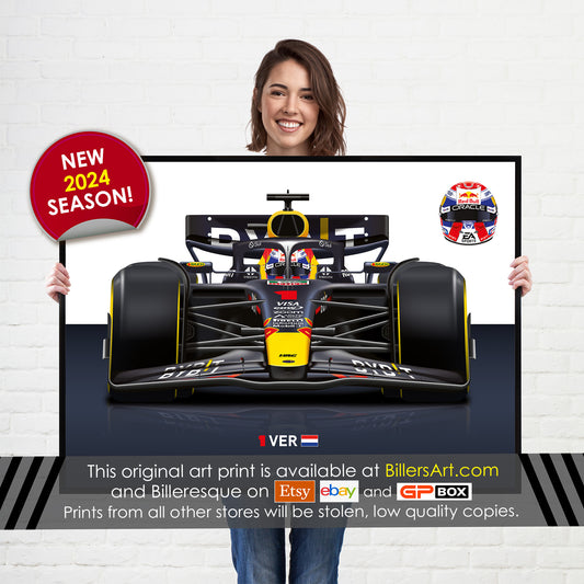 Max Verstappen Formula 1 Red Bull 2024 Racing Car Print