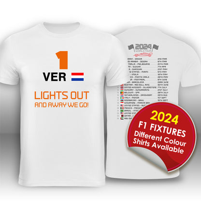 Max Verstappen Formula 1 2024 Race Calendar T-Shirt