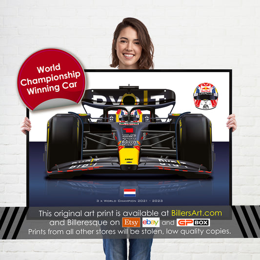 Max Verstappen F1 Red Bull 2023 Formula 1 Racing Car Print