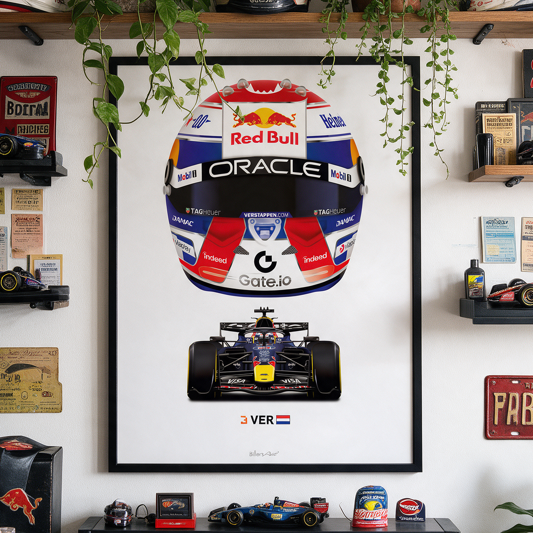 Max Verstappen Formula 1 Racing Helmet 2026 Red Bull Print