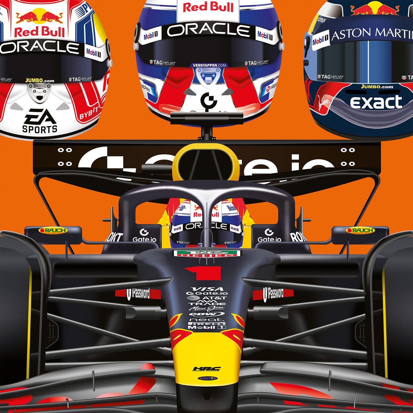 Max Verstappen 2026 Formula 1 Celebration Print In Orange
