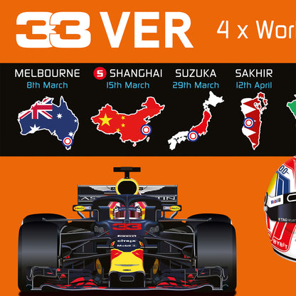 Max Verstappen 2026 Formula 1 Celebration Print In Orange