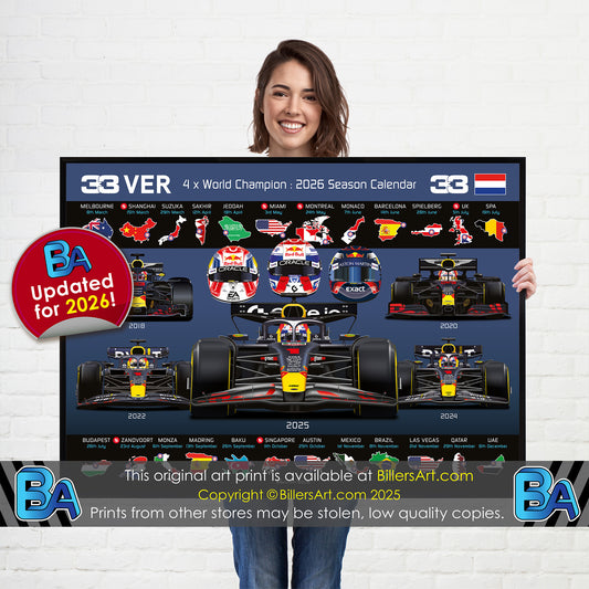 Max Verstappen 2026 Formula 1 Celebration Print In Blue