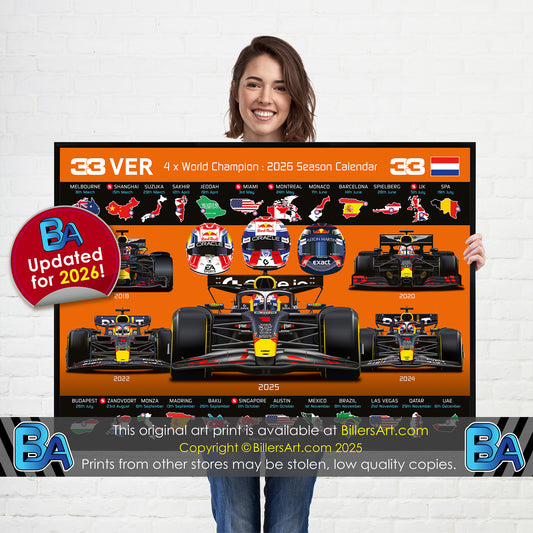 Max Verstappen 2026 Formula 1 Celebration Print In Orange