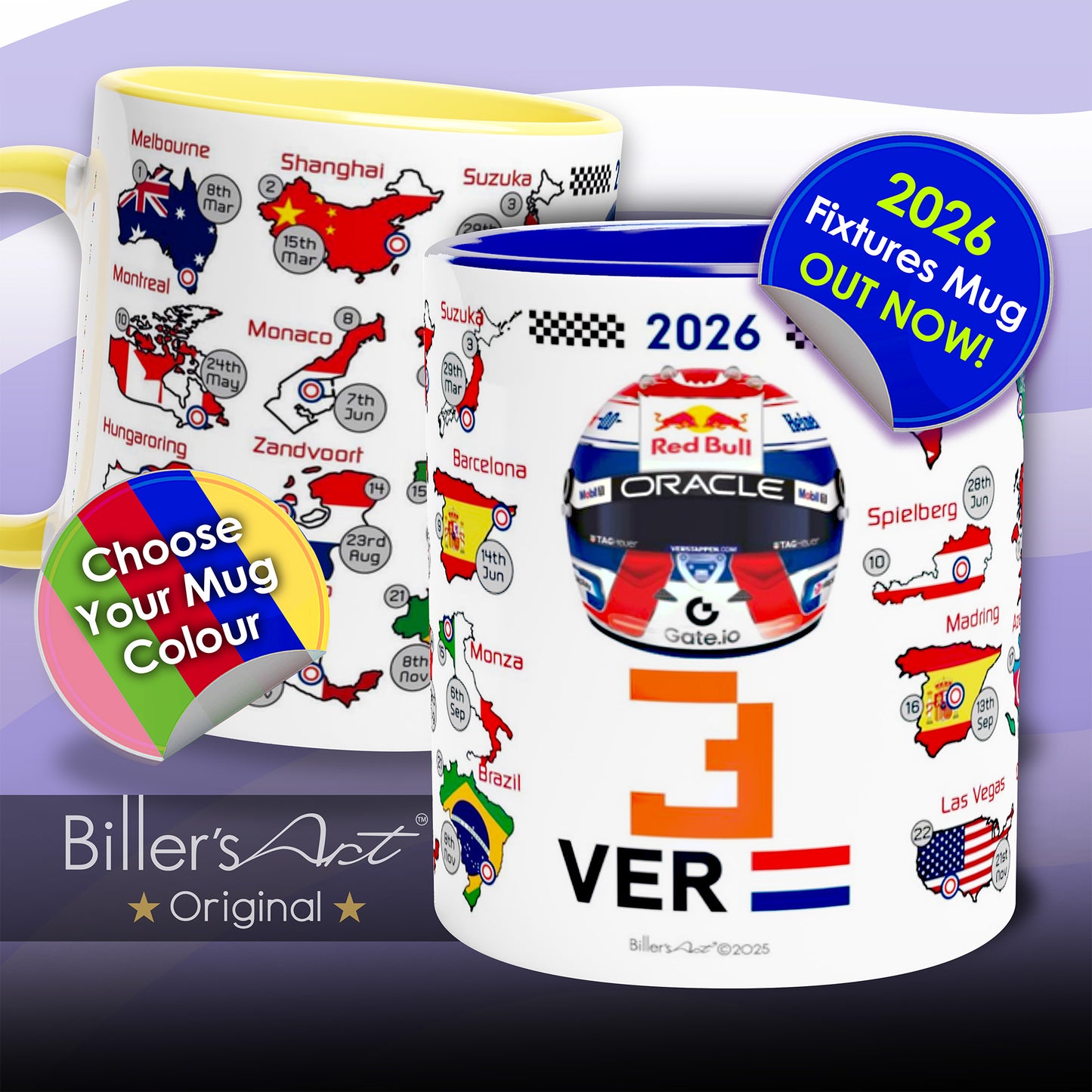 Max Versatappen 2026 Formula 1 Season Fixtures Mug