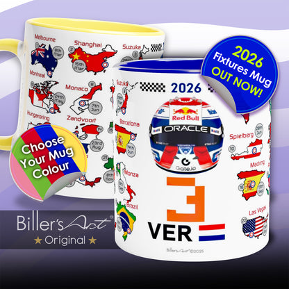 Max Versatappen 2026 Formula 1 Season Fixtures Mug