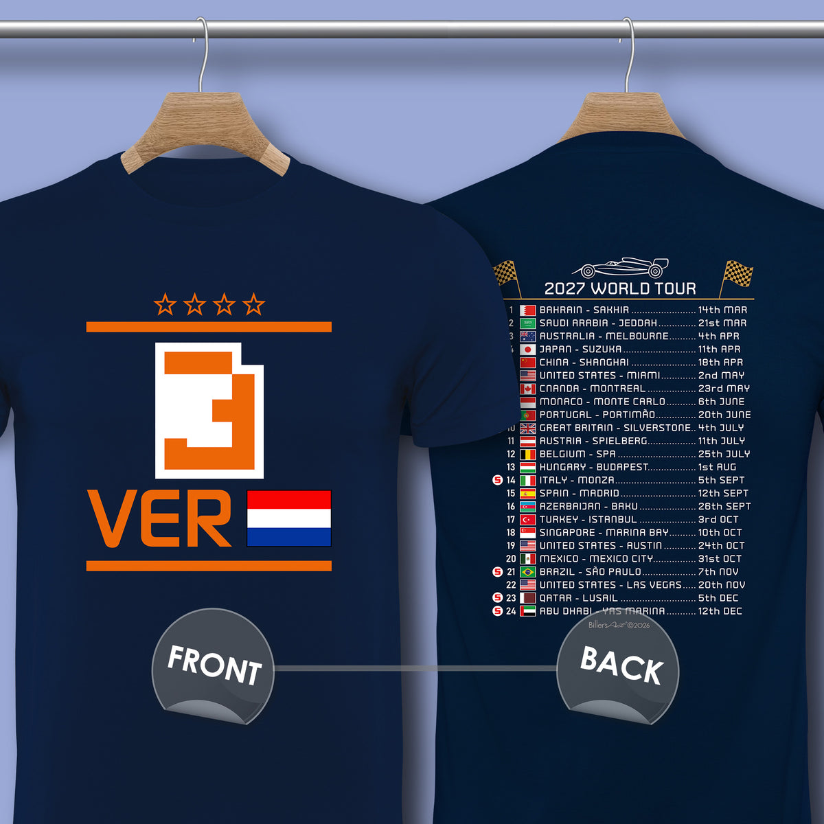 Max Verstappen F1 2027 Calendar T-Shirt