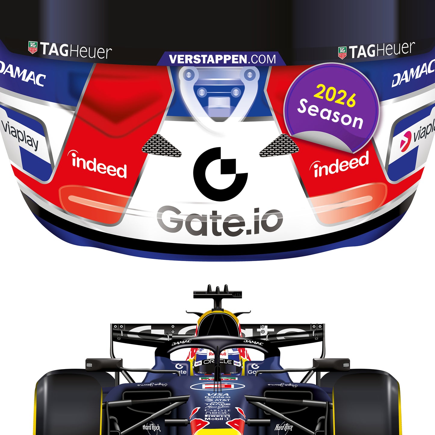 Max Verstappen Formula 1 Racing Helmet 2026 Red Bull Print