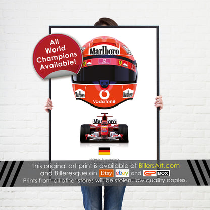 Michael Schumacher 2004 Formula 1 Racing Helmet Print