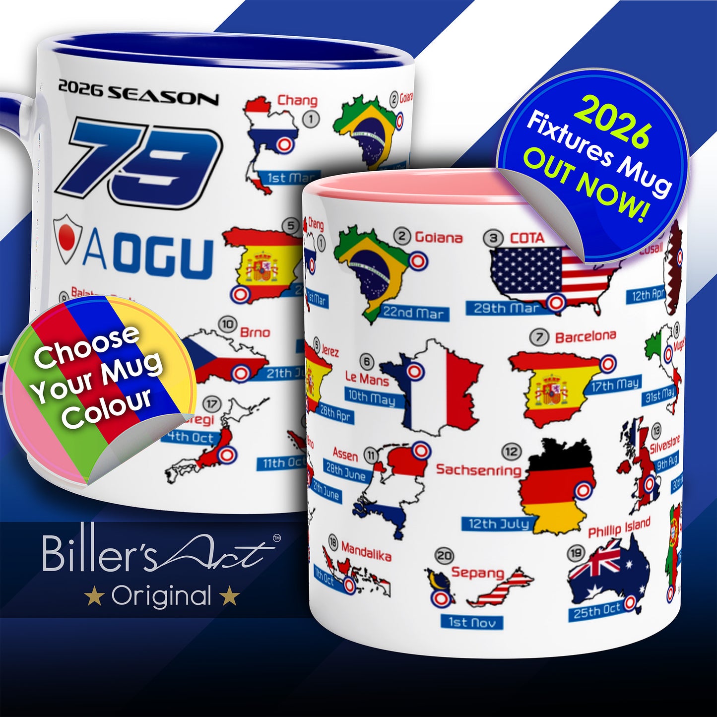 Miguel Ai Ogura MotoGP 2026 Season Fixtures Racing Calendar Mug