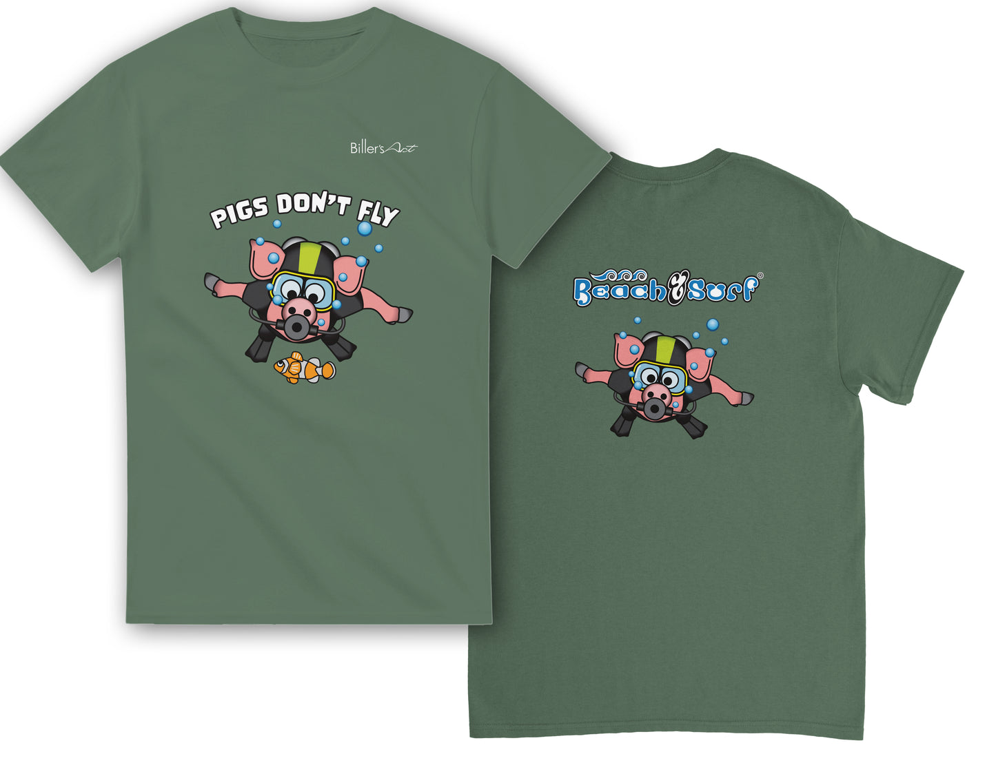 Pigs Don't Fly - Scuba Diving T-Shirt - Beach & Sure Leisure Wear