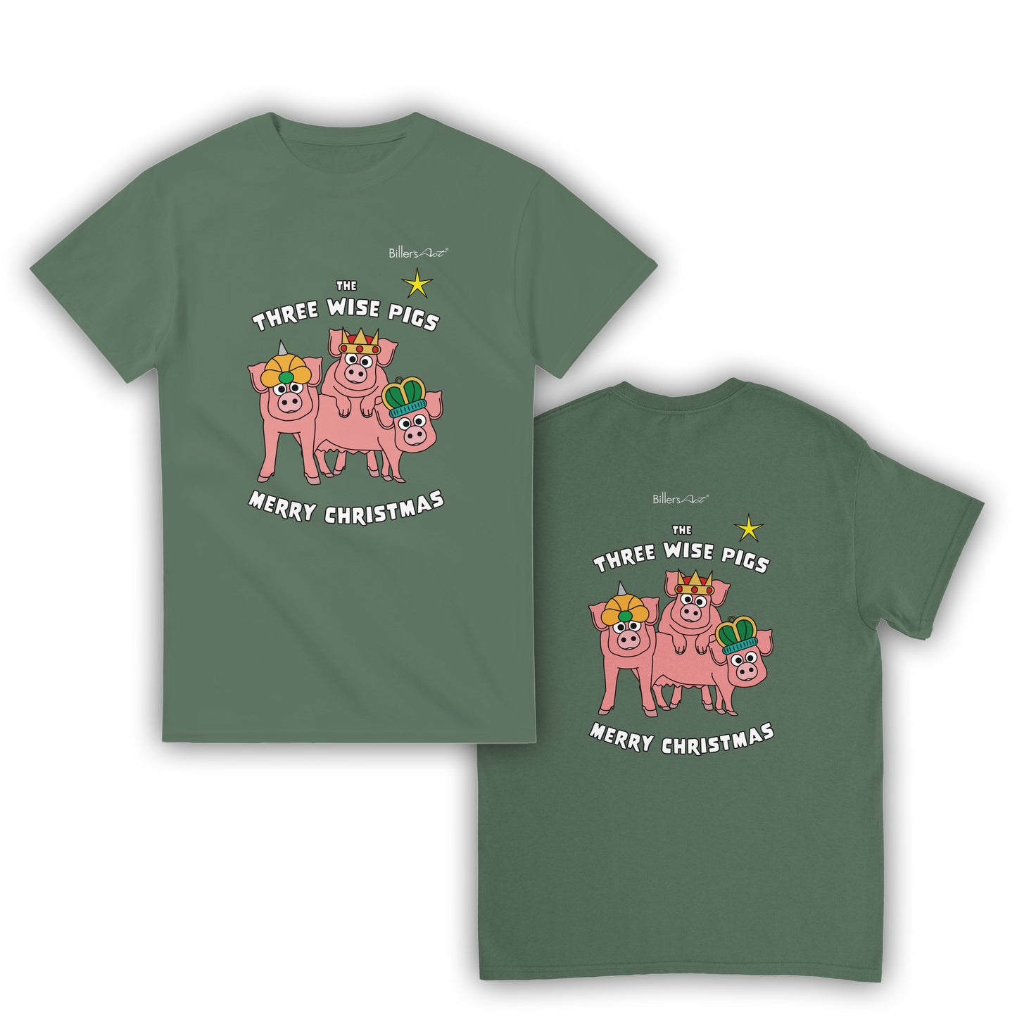 Three Wise Pigs Fun Christmas T-Shirt