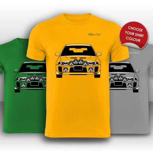 Mitsubishi Lancer Evolution Rally Front View High Quality T-Shirt