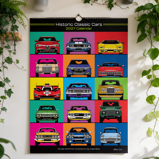 2027 Christmas Calendar of Iconic and Classic Cars - Front View