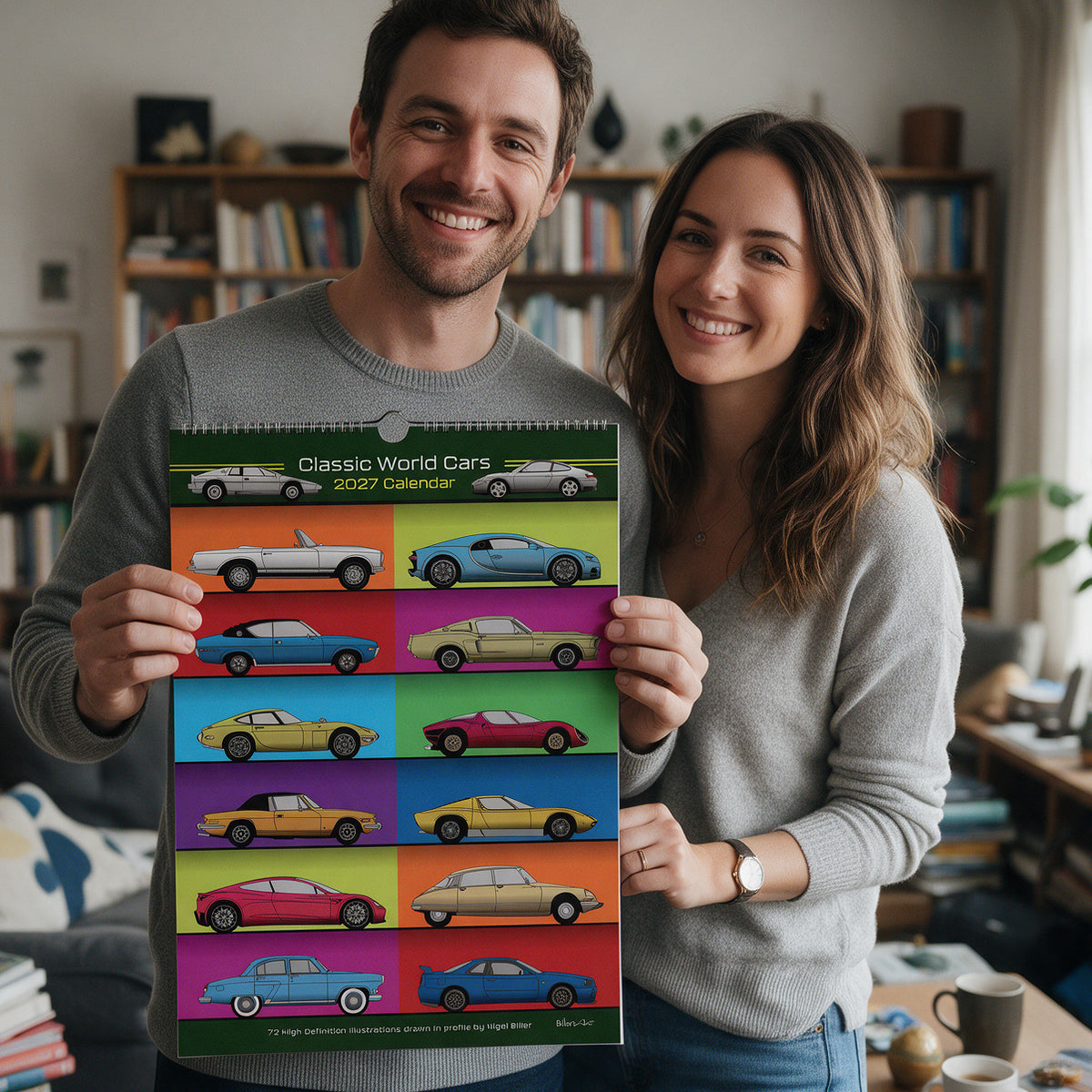 2027 Calendar of Iconic Classic Cars in profile