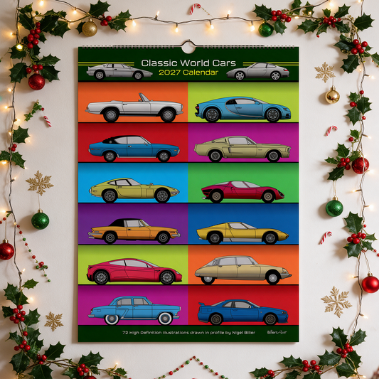 2027 Christmas Calendars of Iconic and Classic Cars in profile