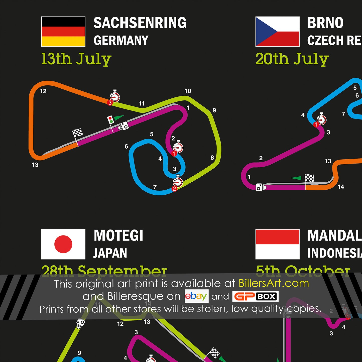 MotoGP 2025 Landscape Circuit Wall Calendar Fixtures