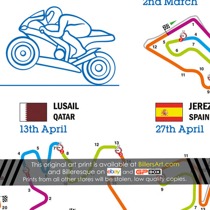 MotoGP 2025 Landscape Circuit Wall Calendar Fixtures