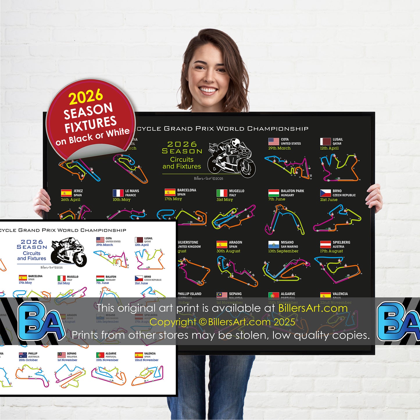 MotoGP 2026 Landscape Circuit Wall Calendar Fixtures