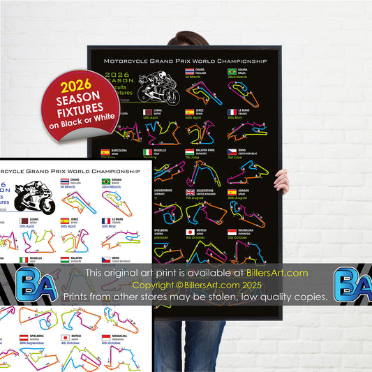 MotoGP 2026 Portrait Circuit Wall Calendar Fixtures