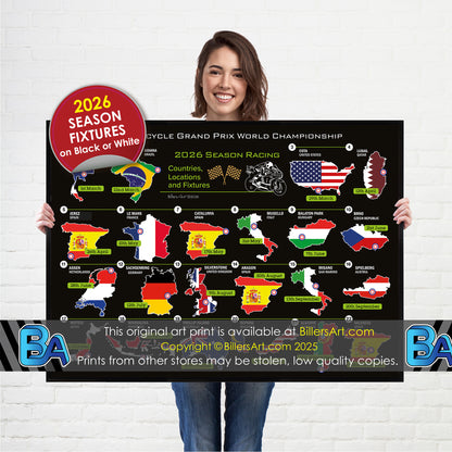 MotoGP 2026 Landscape Wall Calendar Countries Locations and  Fixtures